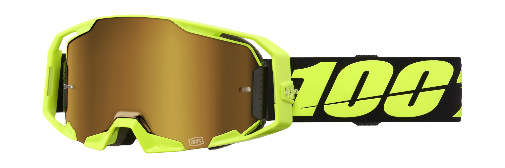 100% Crossbril ARmatic Neon Yellow - Spiegel True Goud Lens