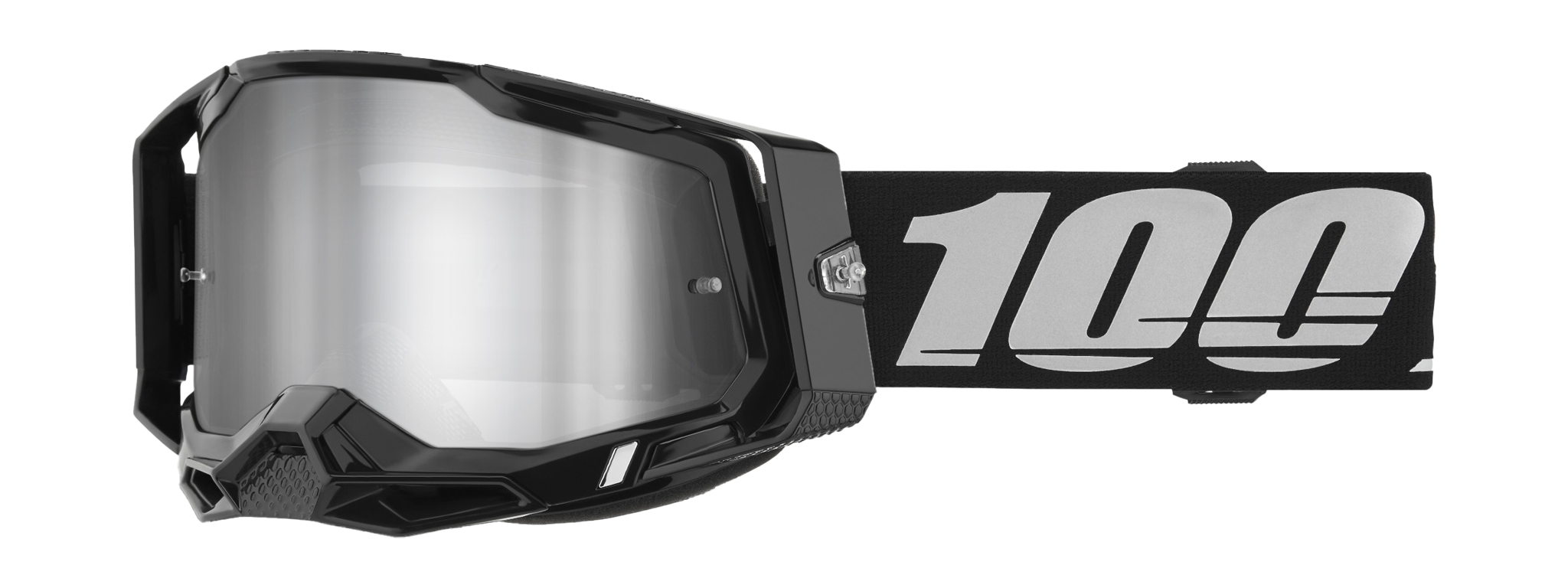 100% Crossbril Racecraft 2 Black - Spiegel Zilver Lens