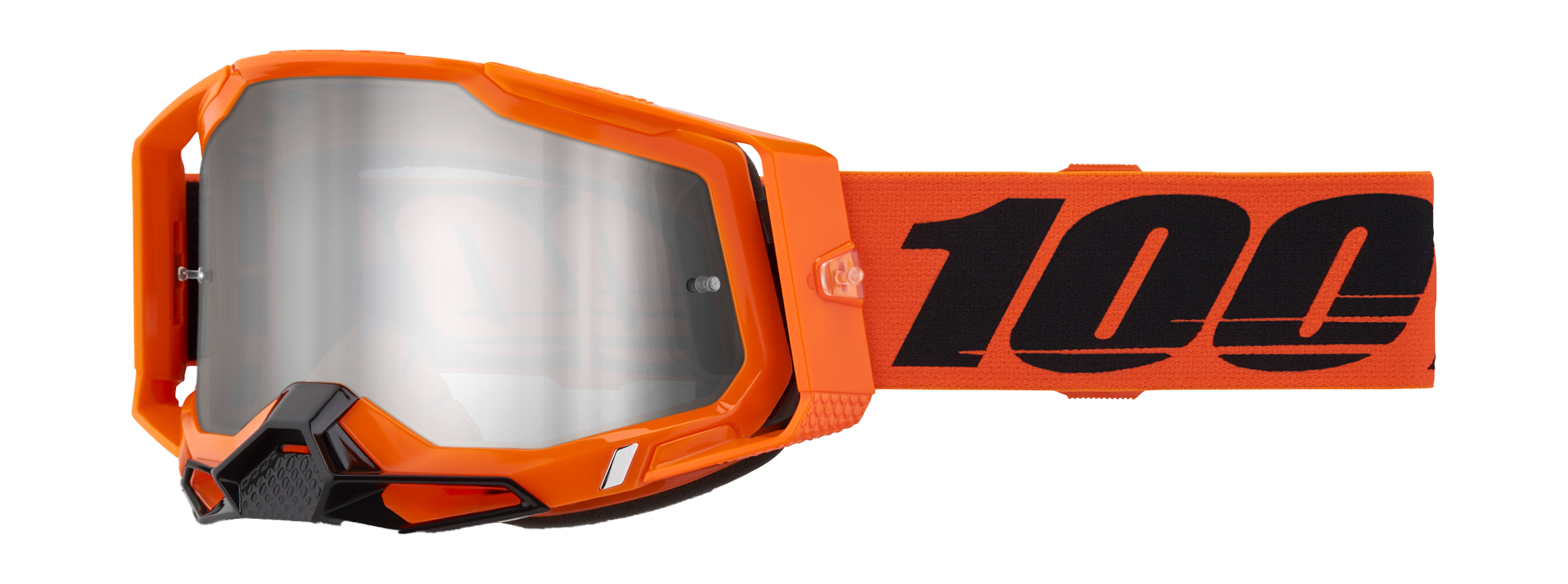 100% Crossbril Racecraft 2 Neon Orange - Spiegel Zilver Flash Lens