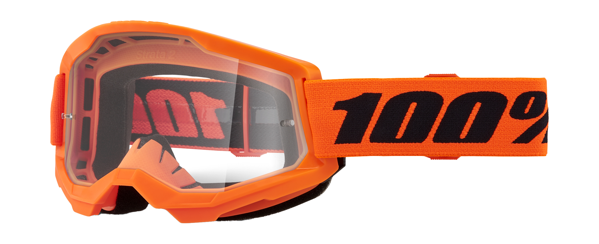 100% Crossbril Strata 2 Neon Orange - Clear Lens