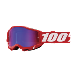100% Motocross Goggle Accuri 2 Neon Red - Mirror Red / Blue