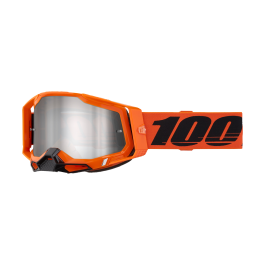 100% Crossbril Racecraft 2 Neon Orange - Spiegel Zilver Flash Lens