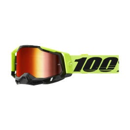 100% Crossbril Racecraft 2 Neon Yellow - Spiegel Rood Lens