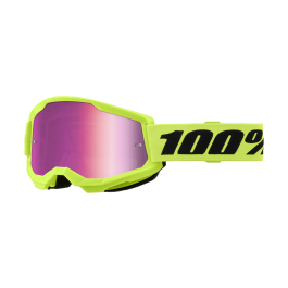 100% Crossbril Strata 2 Neon Yellow - Spiegel Roze Lens