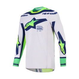 Alpinestars Cross Shirt 2026 Supertech Vista - Licht Grijs / Fluo Geel / Blauw
