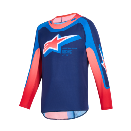 Alpinestars Kinder Cross Shirt 2026 Supertech Vista - Donker Navy / Hot Coral / Cobalt