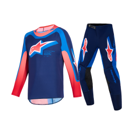 Alpinestars Kinder Crosskleding 2026 Supertech Vista - Donker Navy / Hot Coral / Cobalt